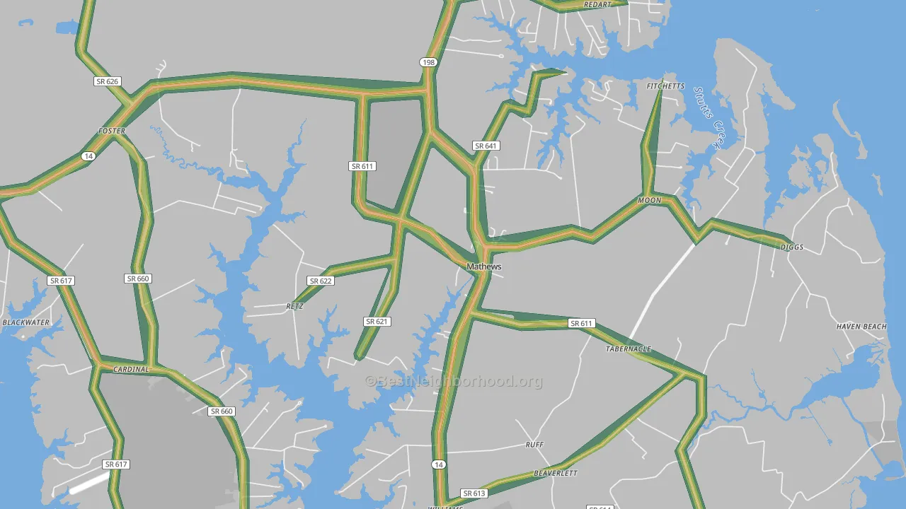 23109, VA Map of Noise Levels in 23109