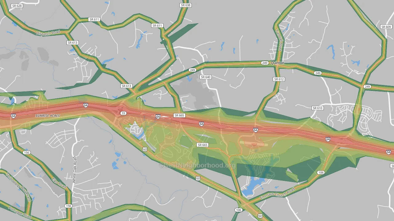 23141, VA Map of Noise Levels in 23141