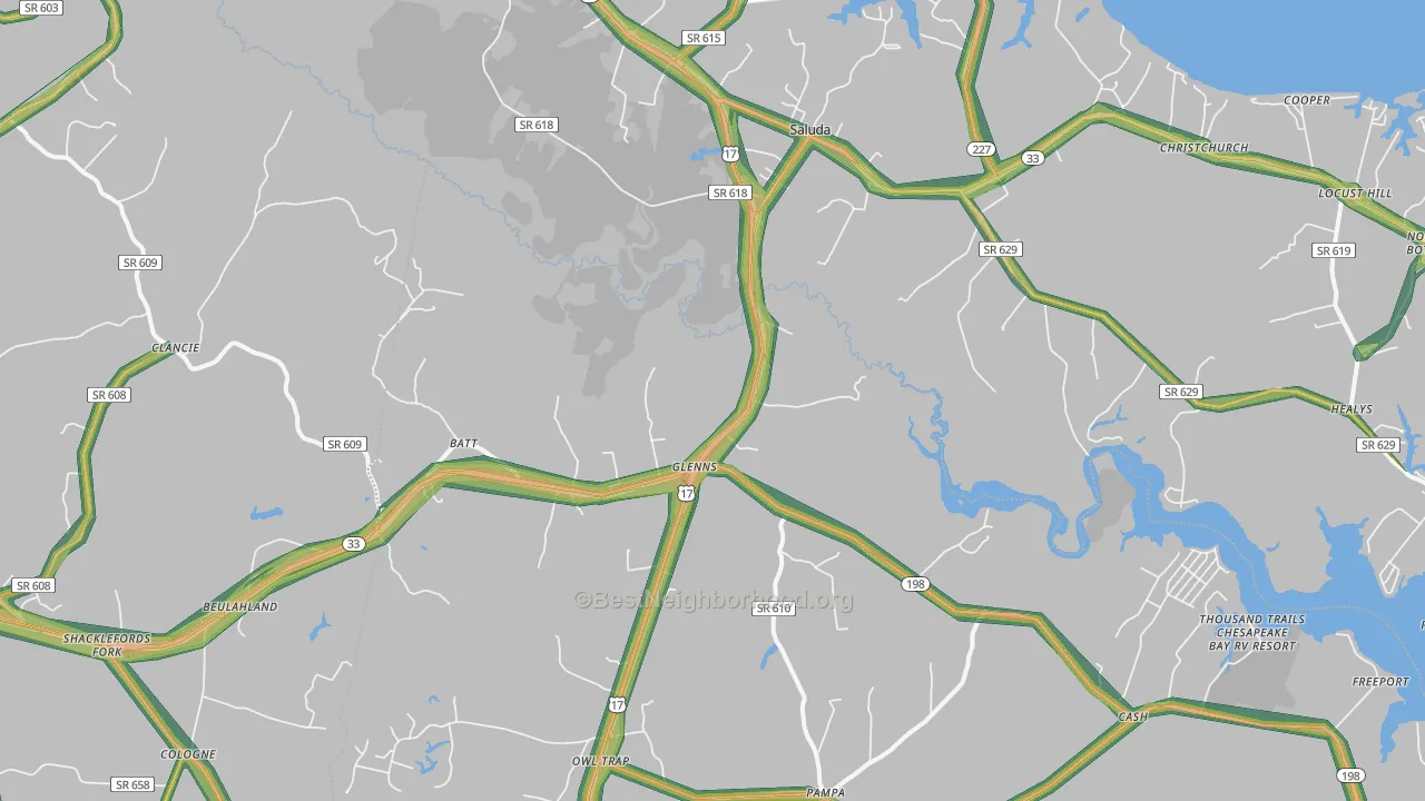 23149, VA Map of Noise Levels in 23149