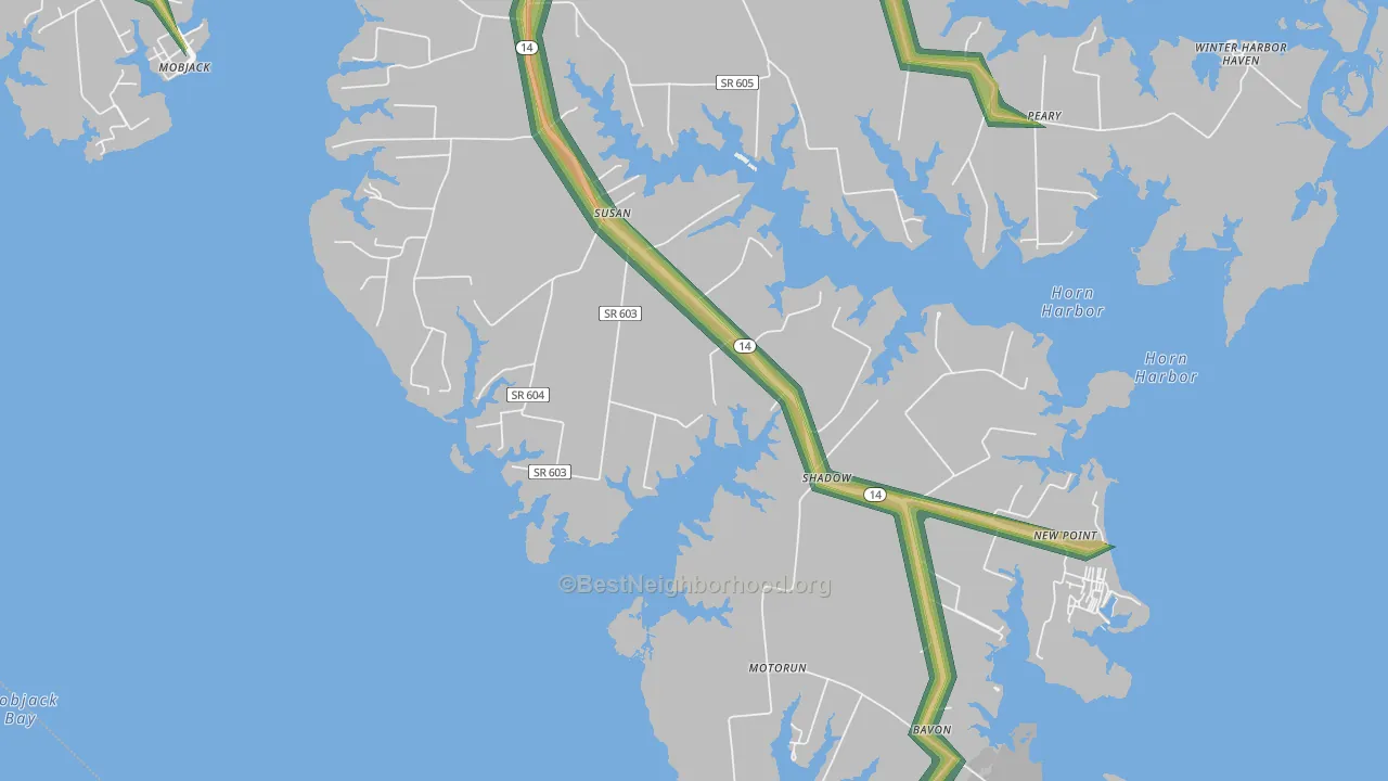23163, VA Map of Noise Levels in 23163