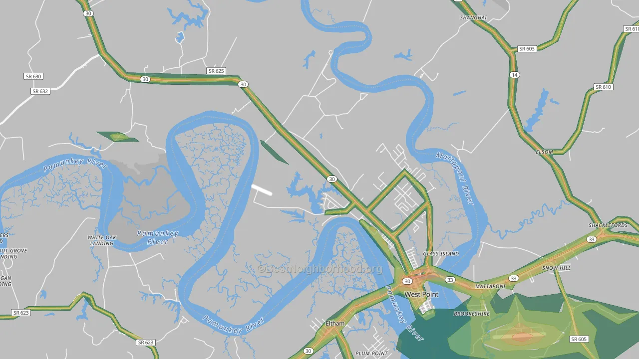 23181, VA Map of Noise Levels in 23181