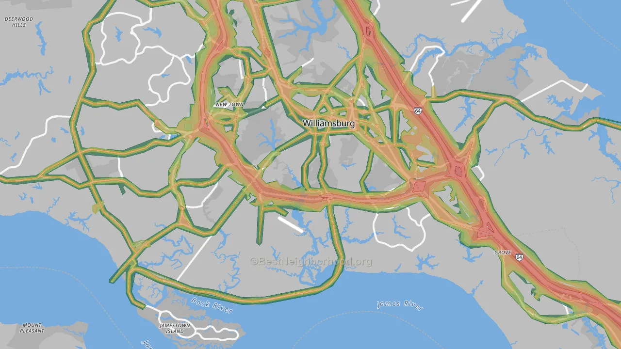 23185, VA Map of Noise Levels in 23185