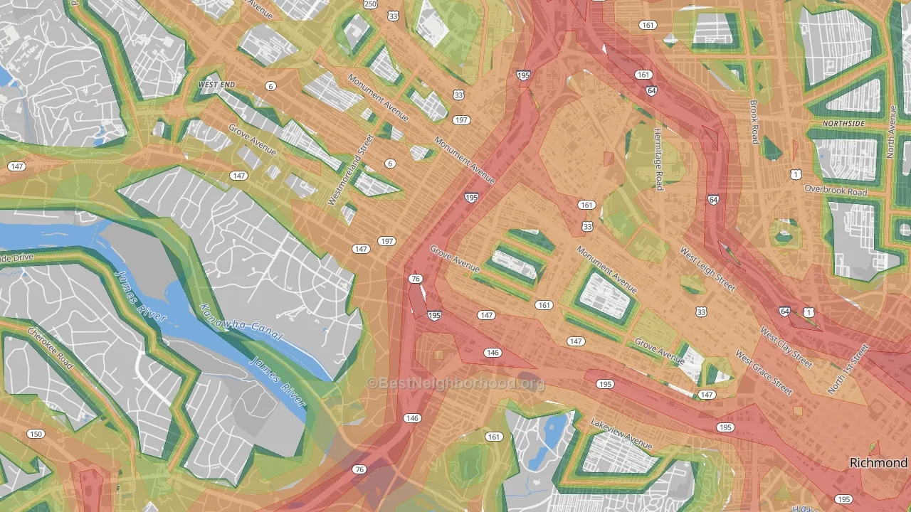 23221, VA Map of Noise Levels in 23221