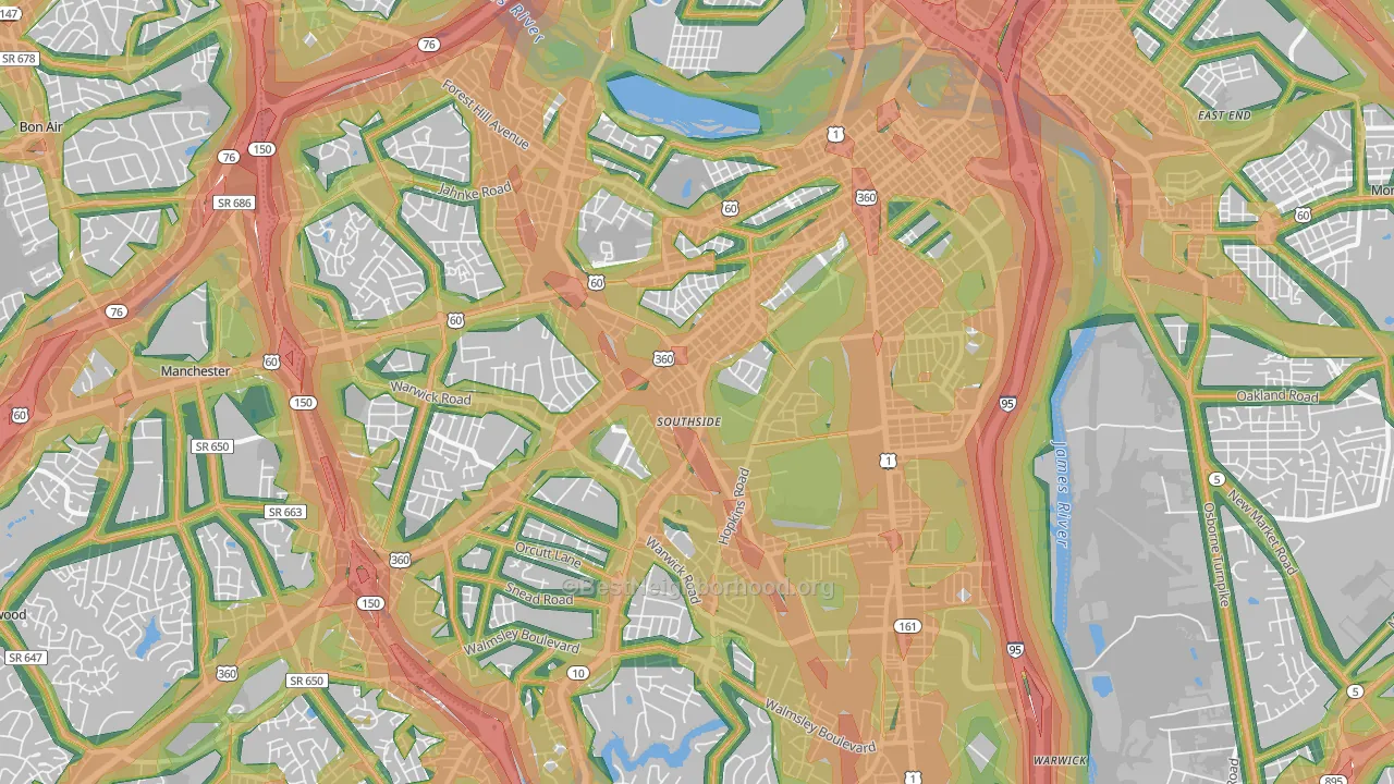 23224, VA Map of Noise Levels in 23224