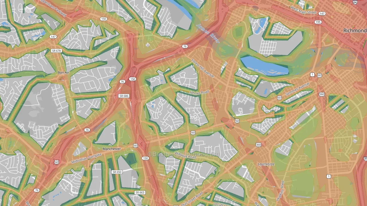 23225, VA Map of Noise Levels in 23225