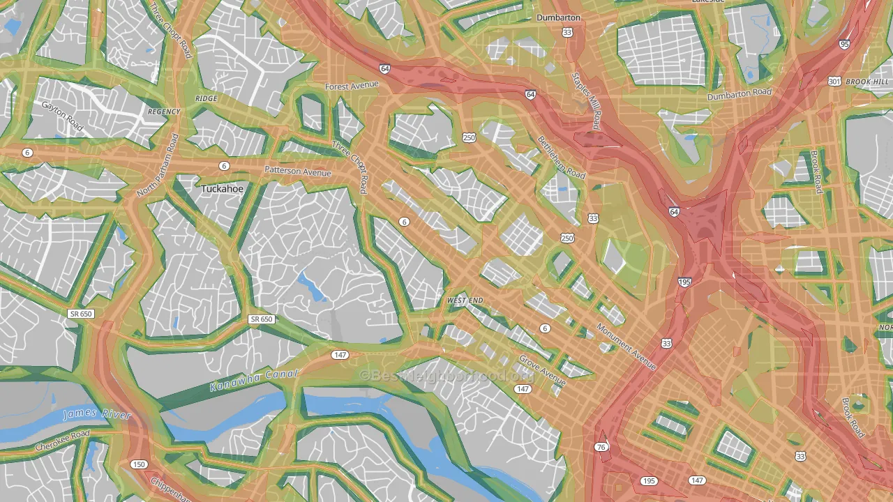 23226, VA Map of Noise Levels in 23226