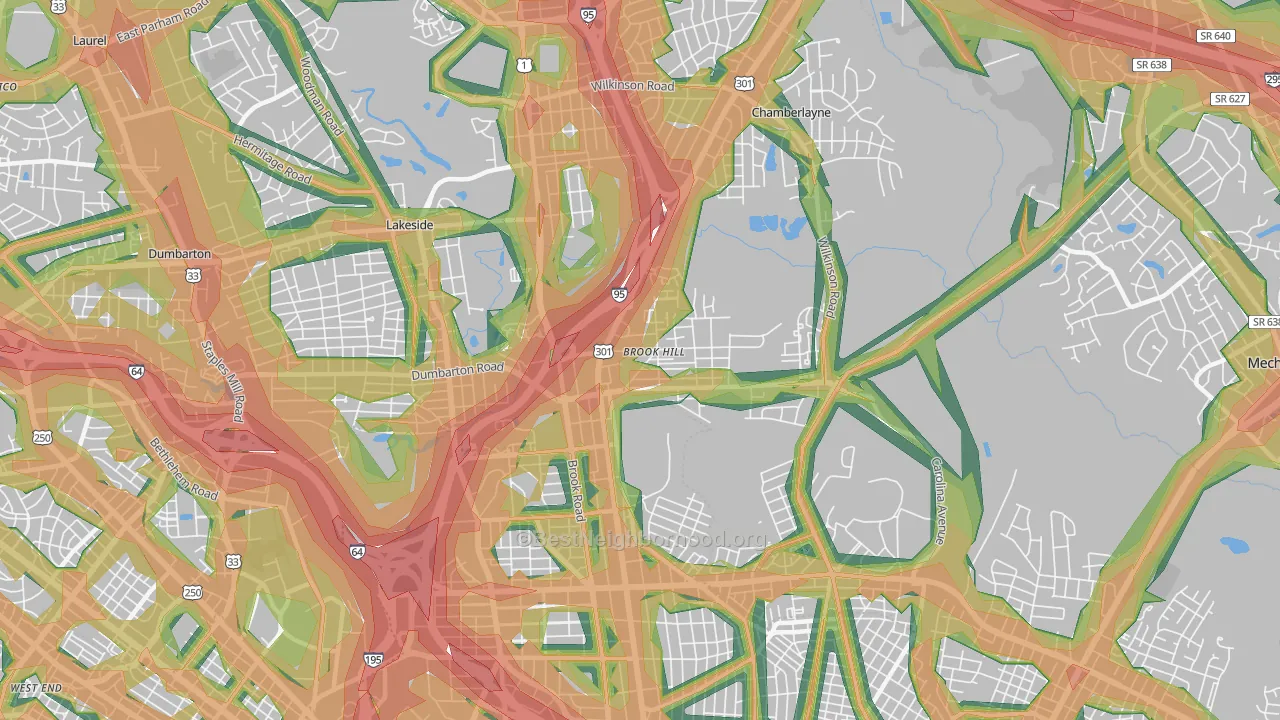 23227, VA Map of Noise Levels in 23227