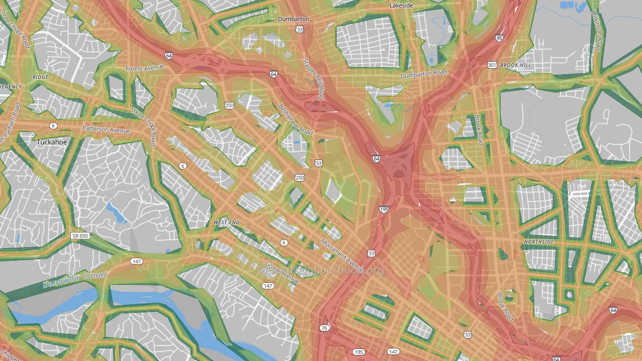 23230, VA Map of Noise Levels in 23230