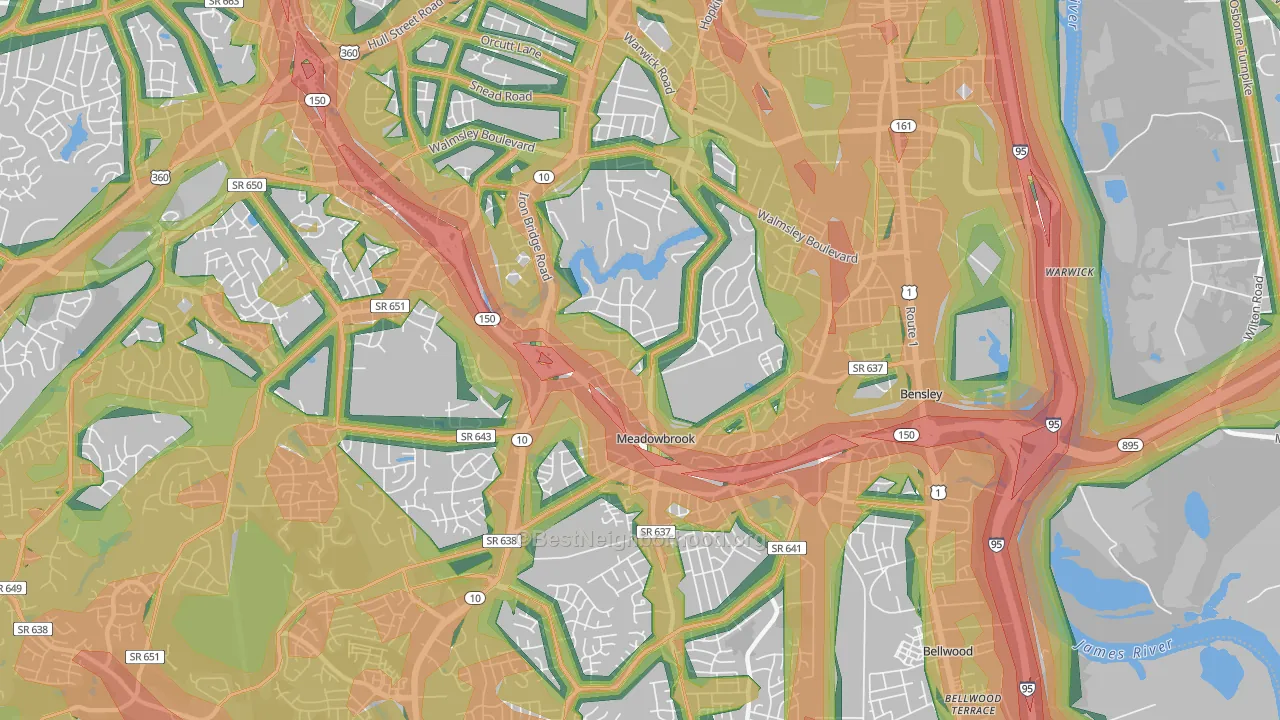 23234, VA Map of Noise Levels in 23234