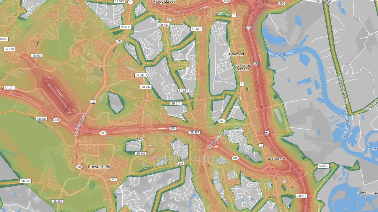 23237, VA Map of Noise Levels in 23237