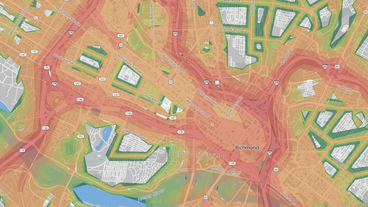 23284, VA Map of Noise Levels in 23284