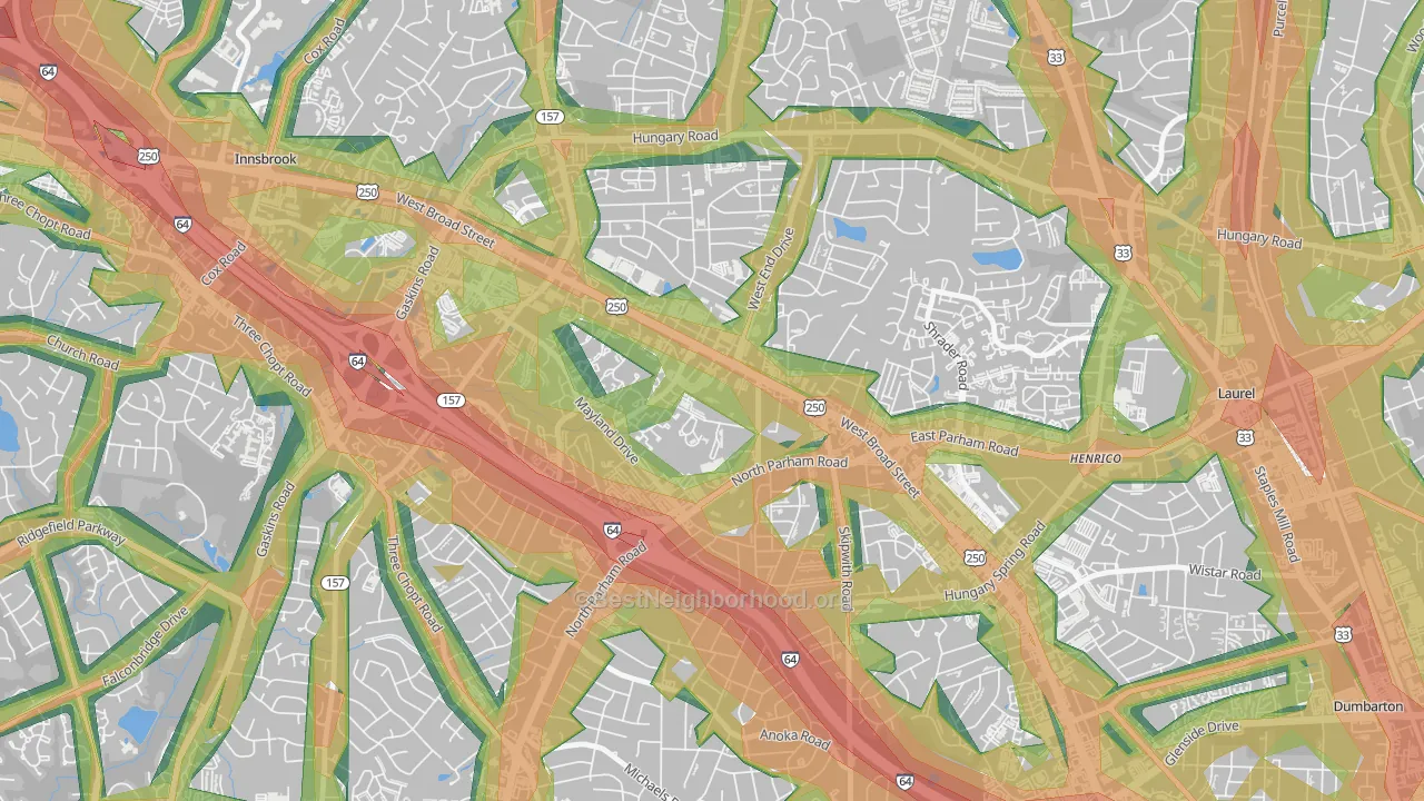 23294, VA Map of Noise Levels in 23294