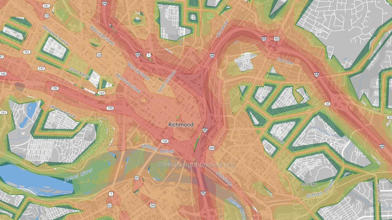 23298, VA Map of Noise Levels in 23298