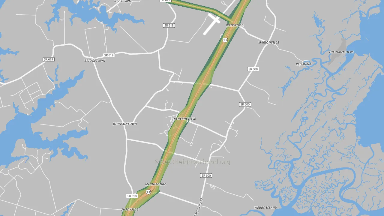 23307, VA Map of Noise Levels in 23307