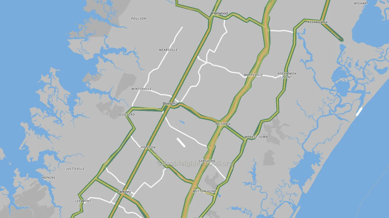 23308, VA Map of Noise Levels in 23308