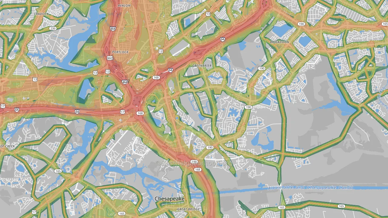 23320, VA Map of Noise Levels in 23320
