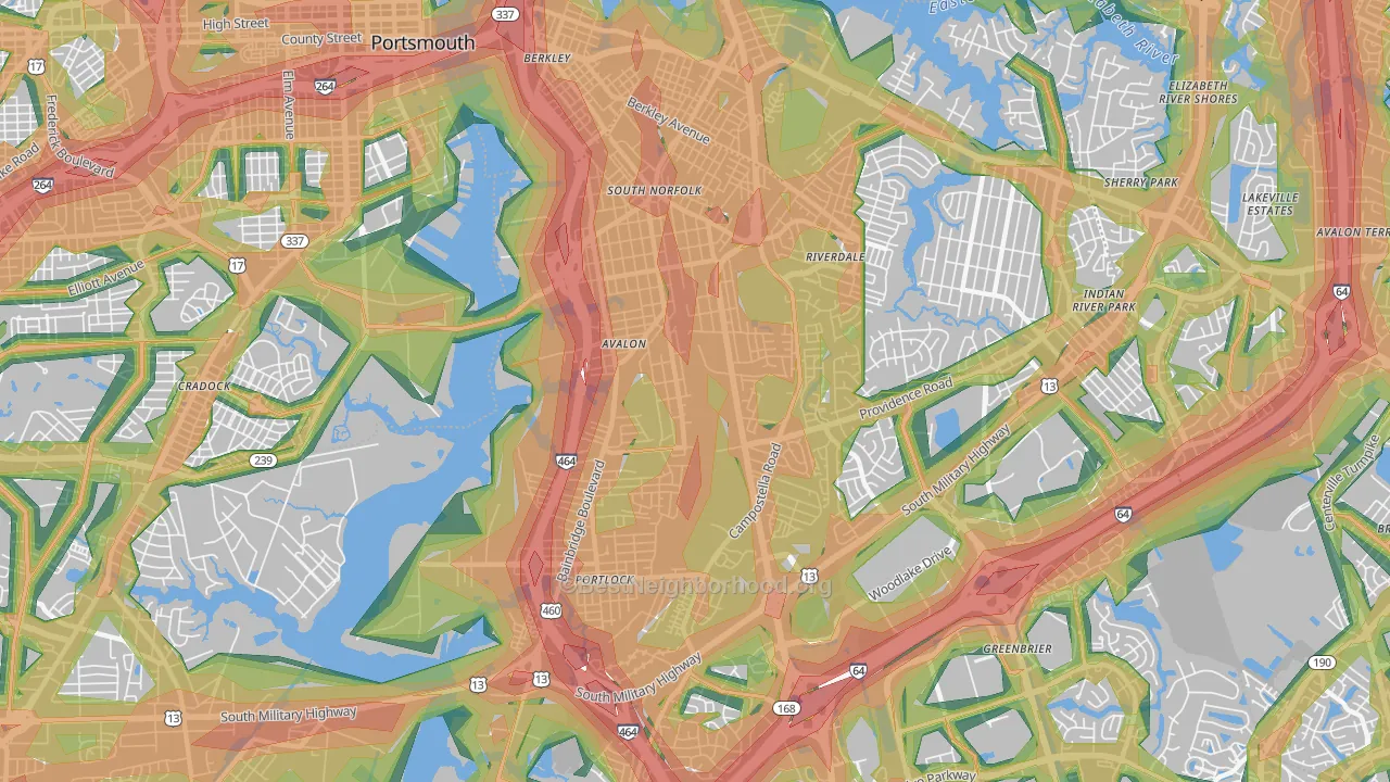 23324, VA Map of Noise Levels in 23324