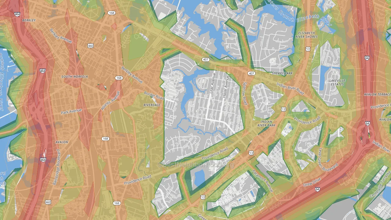 23325, VA Map of Noise Levels in 23325