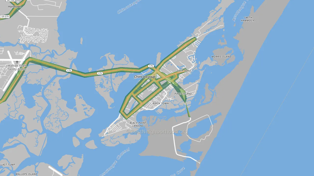 23336, VA Map of Noise Levels in 23336