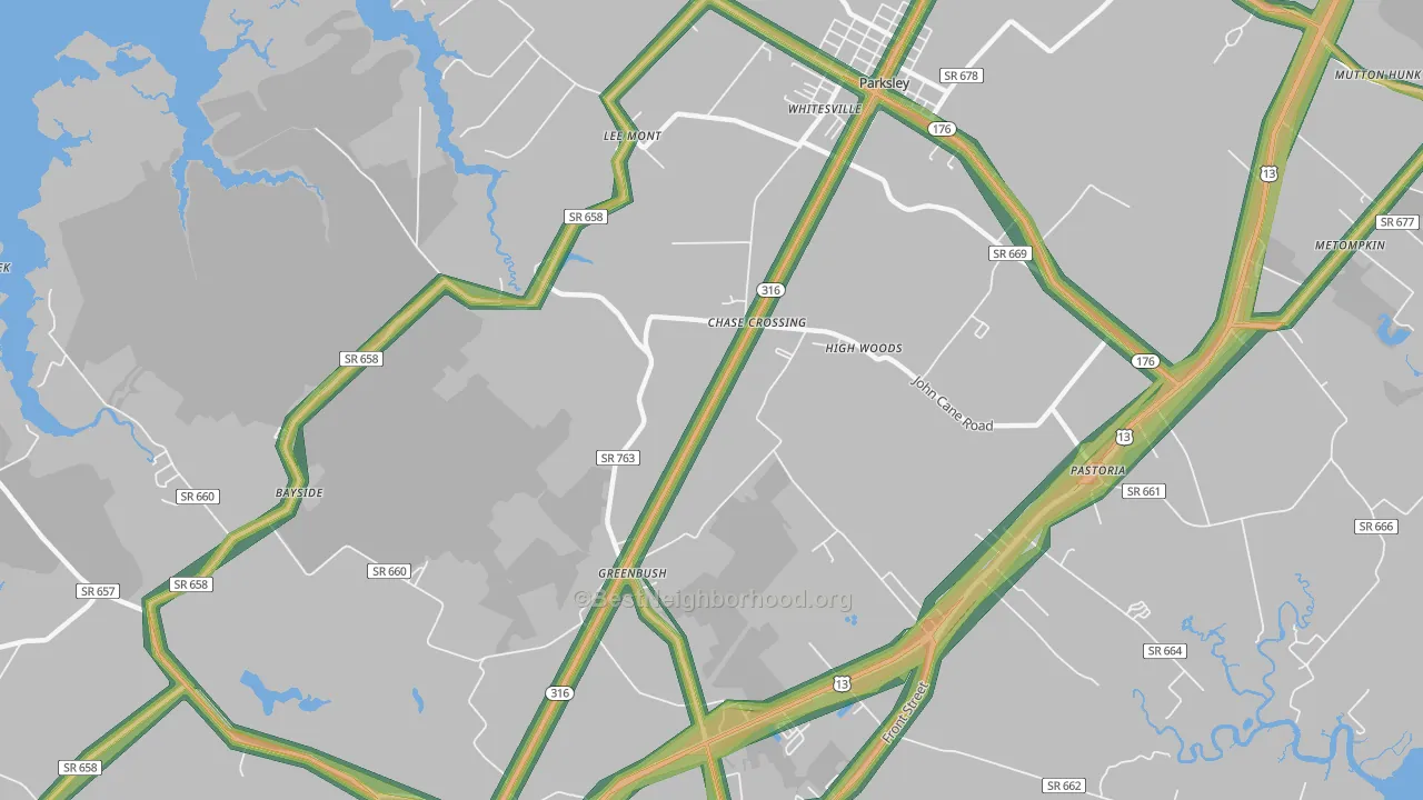 23357, VA Map of Noise Levels in 23357