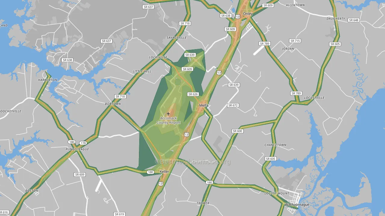 23410, VA Map of Noise Levels in 23410