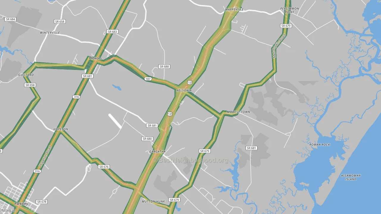 23414, VA Map of Noise Levels in 23414
