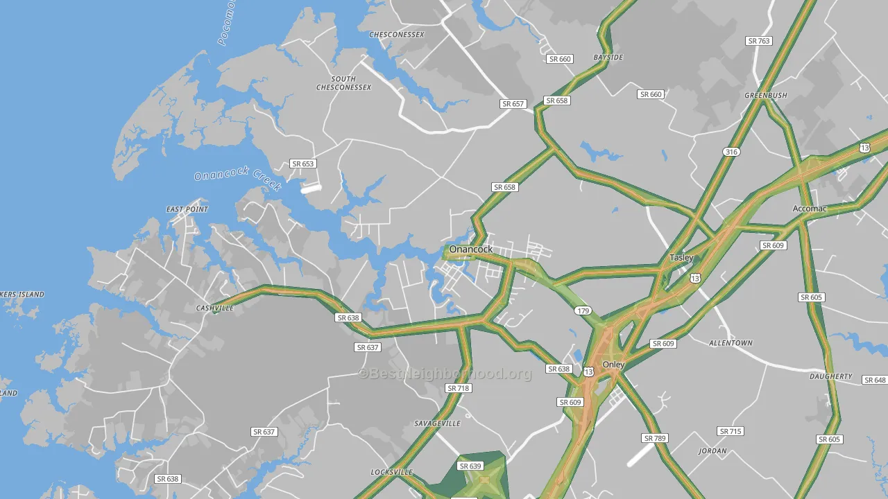 23417, VA Map of Noise Levels in 23417
