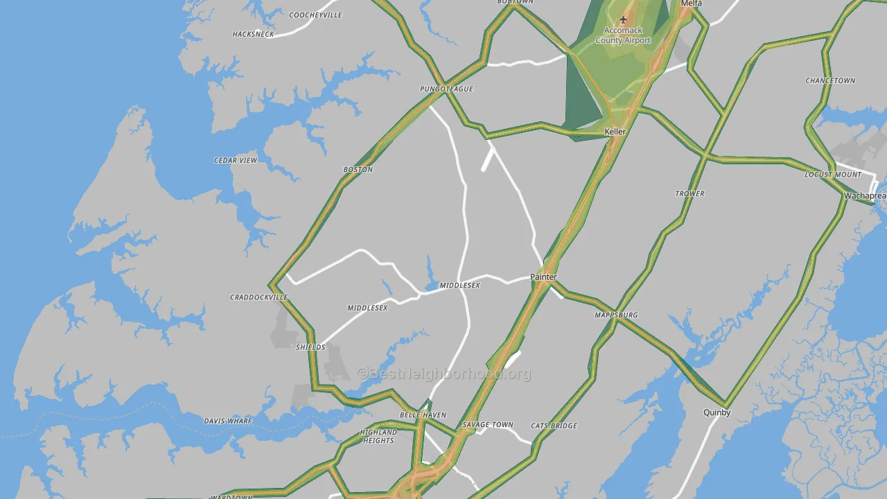 23420, VA Map of Noise Levels in 23420