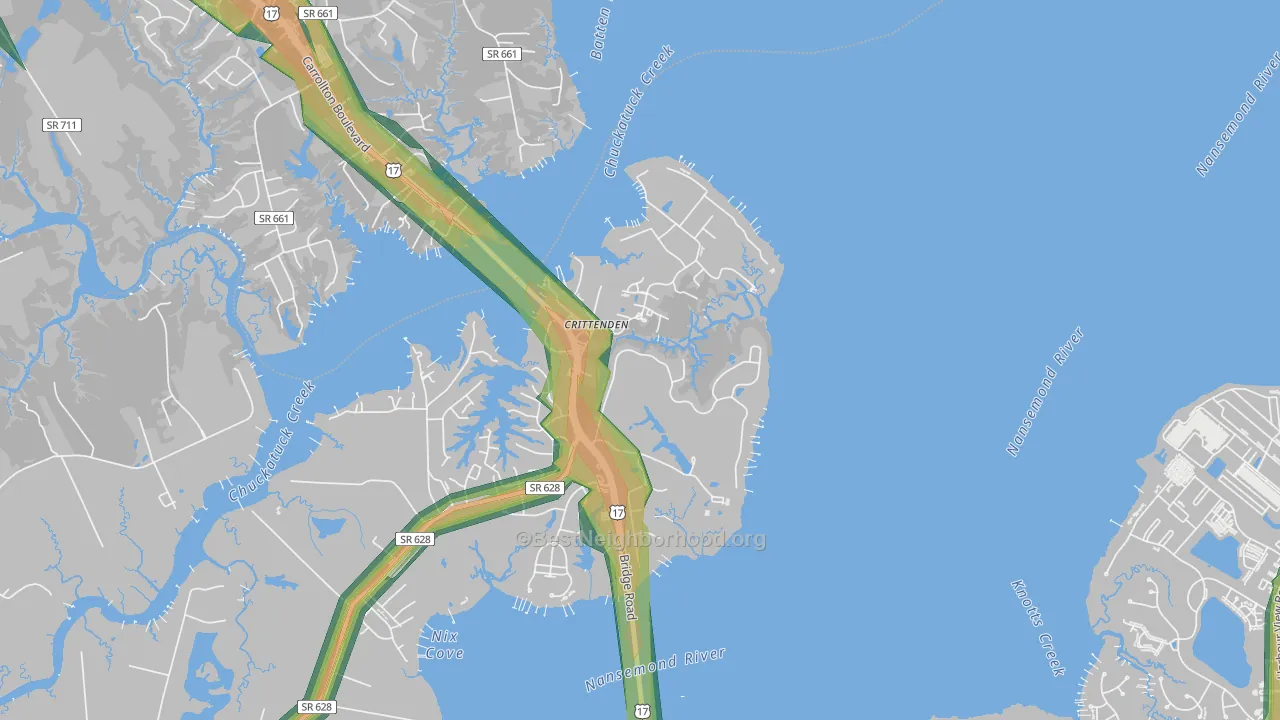 23433, VA Map of Noise Levels in 23433