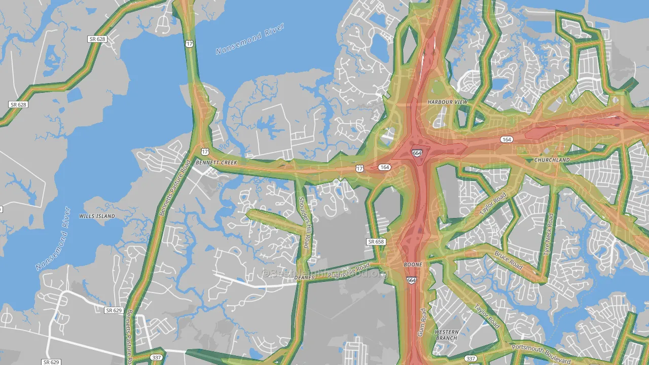 23435, VA Map of Noise Levels in 23435