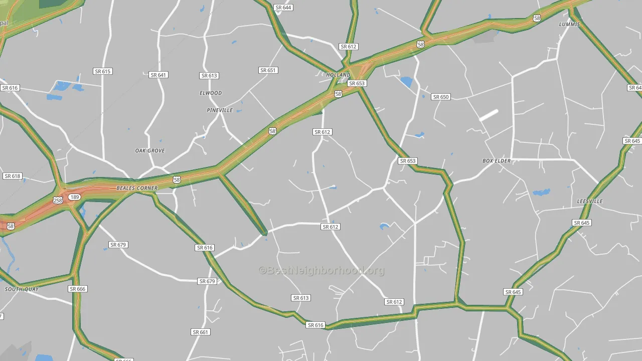 23437, VA Map of Noise Levels in 23437