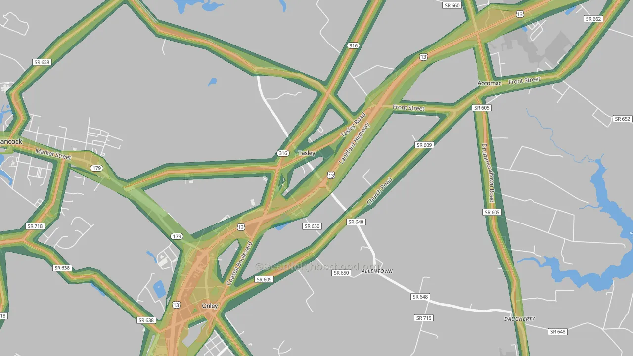 23441, VA Map of Noise Levels in 23441