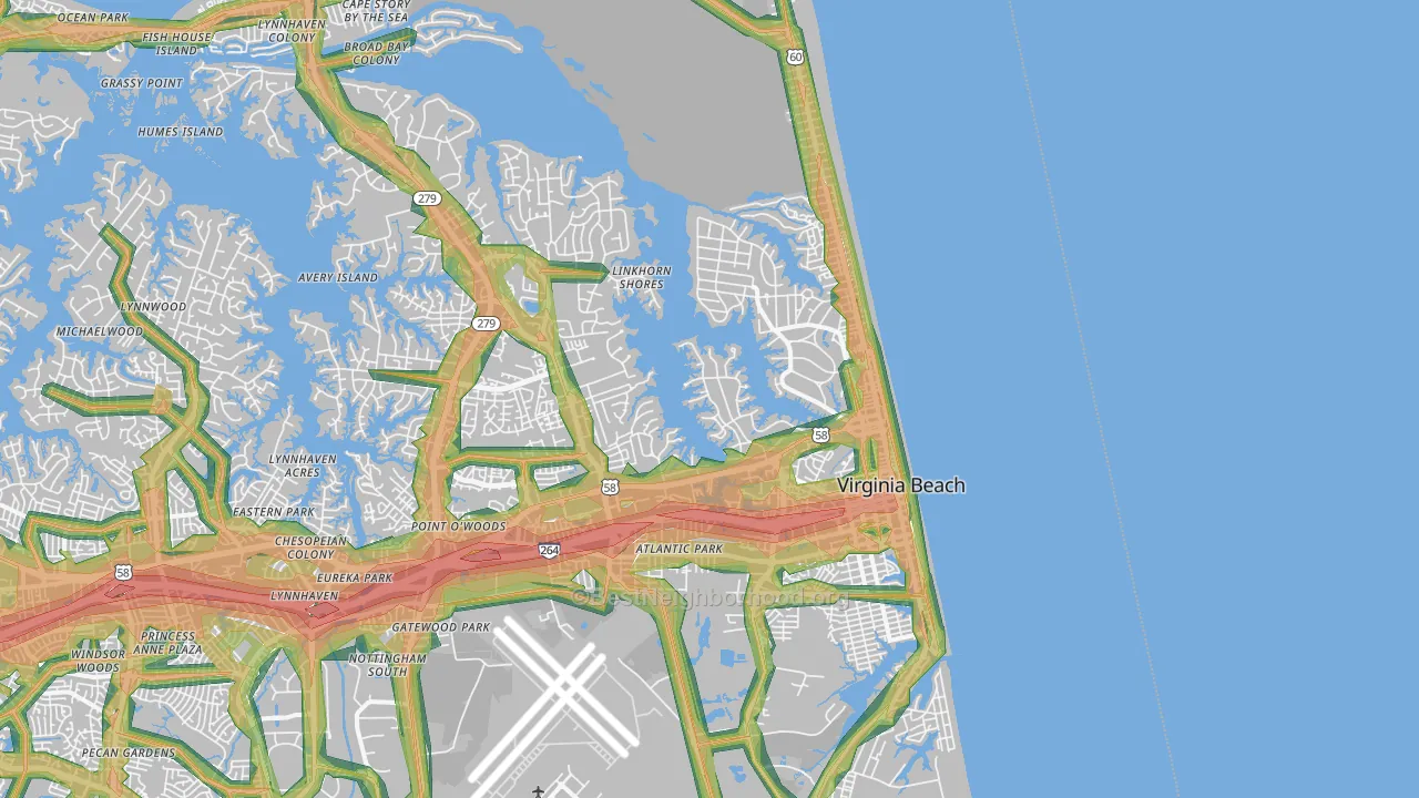 23451, VA Map of Noise Levels in 23451