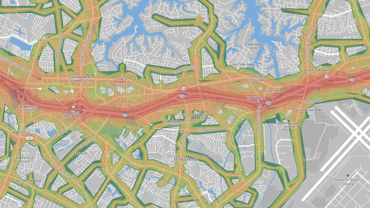 23452, VA Map of Noise Levels in 23452