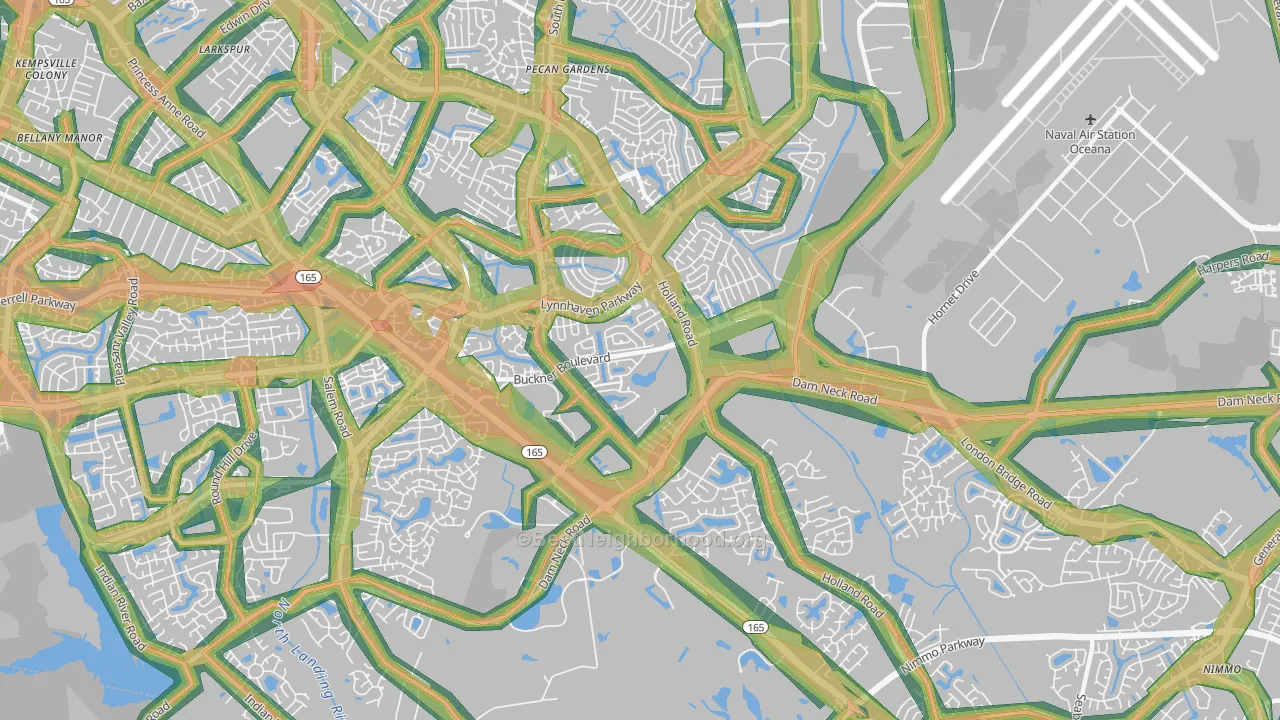 23453, VA Map of Noise Levels in 23453