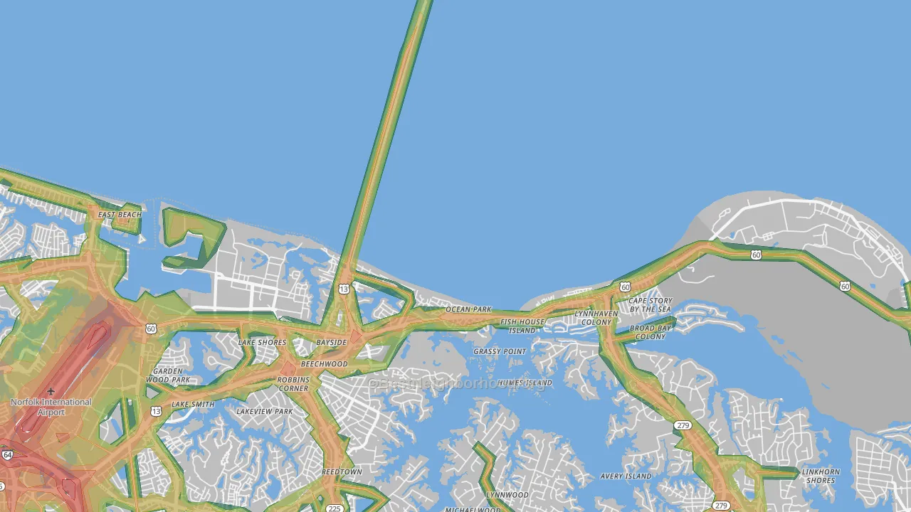 23459, VA Map of Noise Levels in 23459