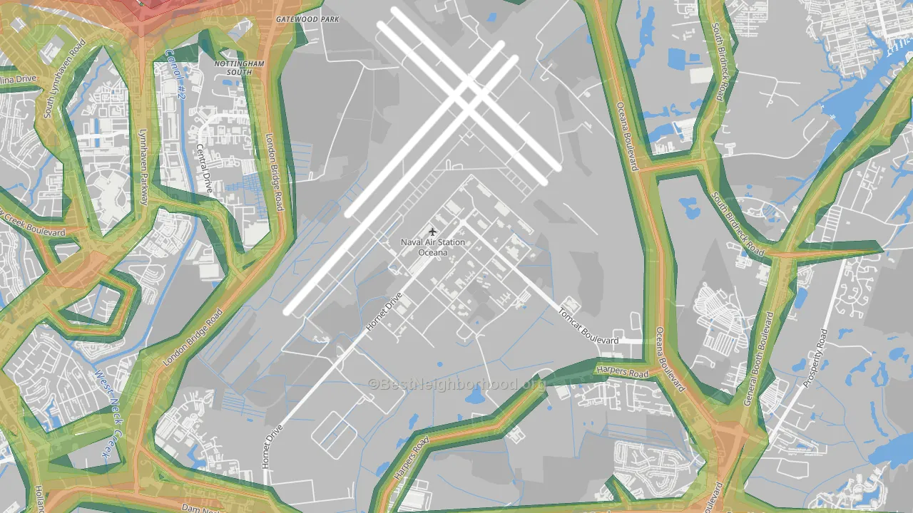 23460, VA Map of Noise Levels in 23460