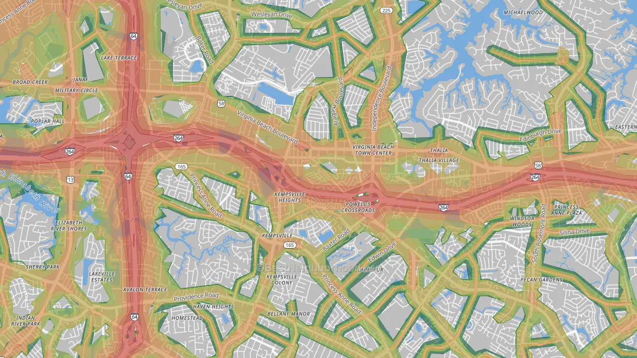 23462, VA Map of Noise Levels in 23462