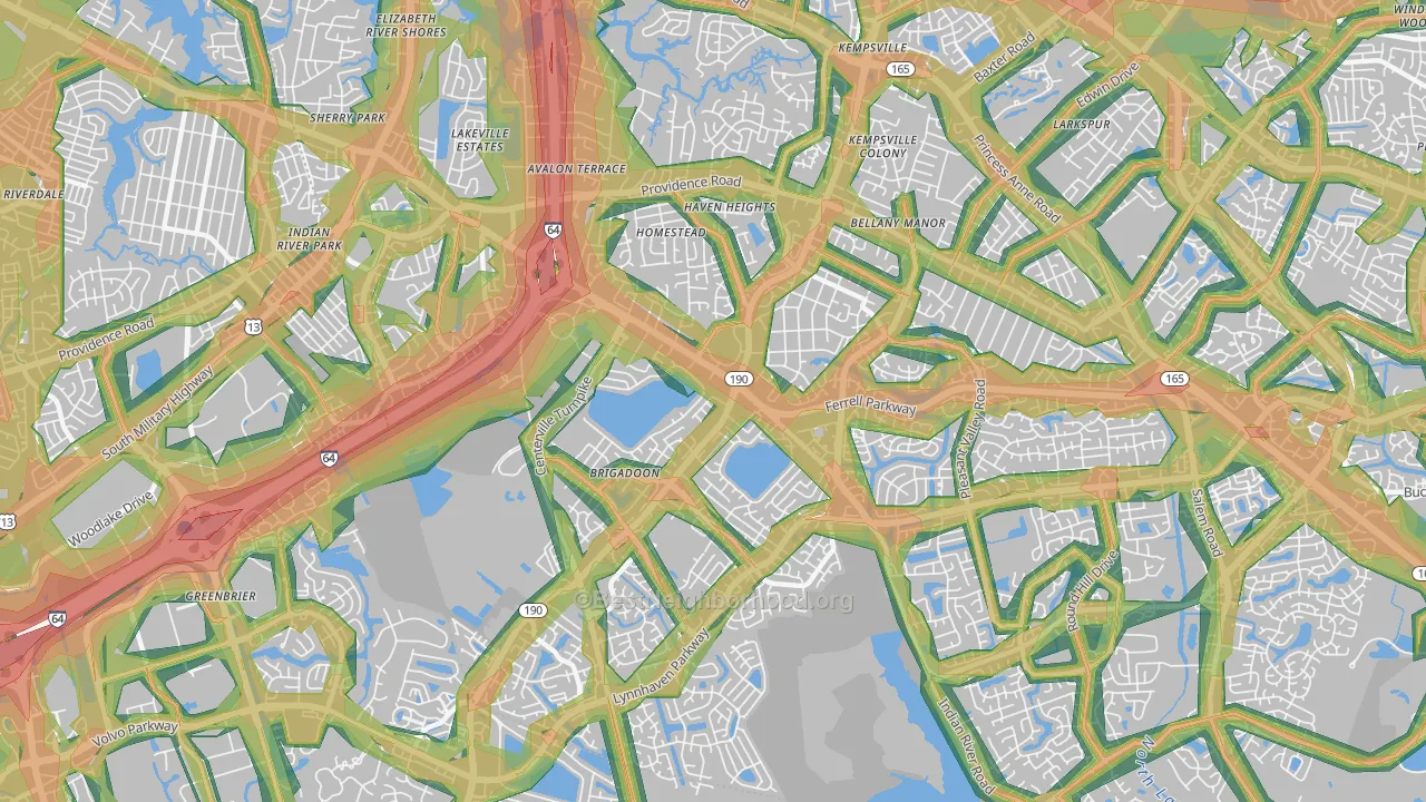 23464, VA Map of Noise Levels in 23464