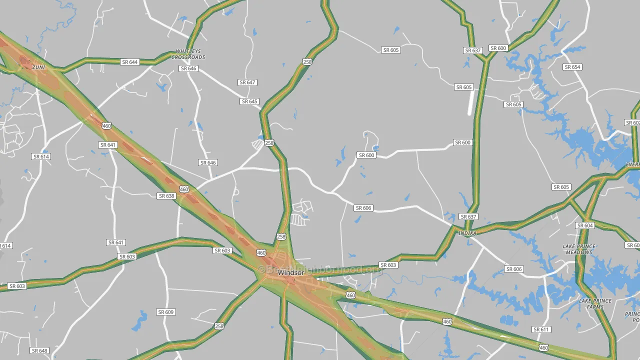 23487, VA Map of Noise Levels in 23487