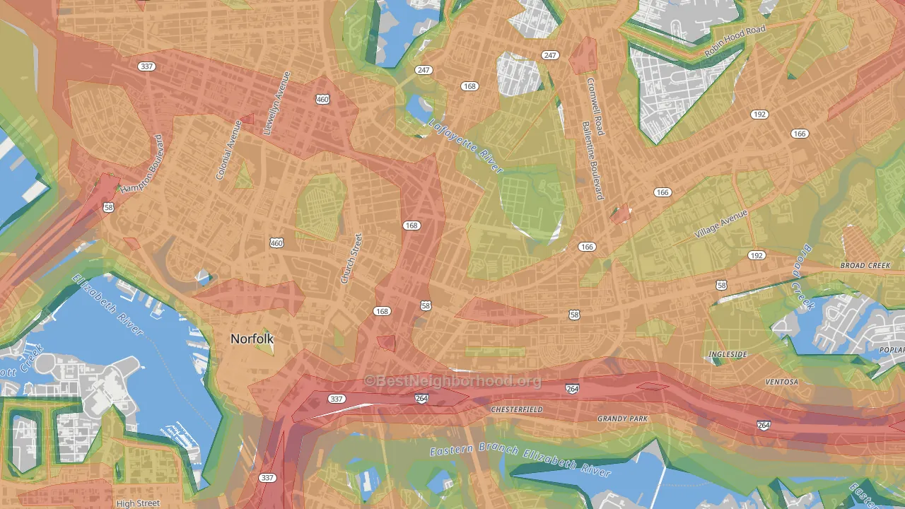 23504, VA Map of Noise Levels in 23504