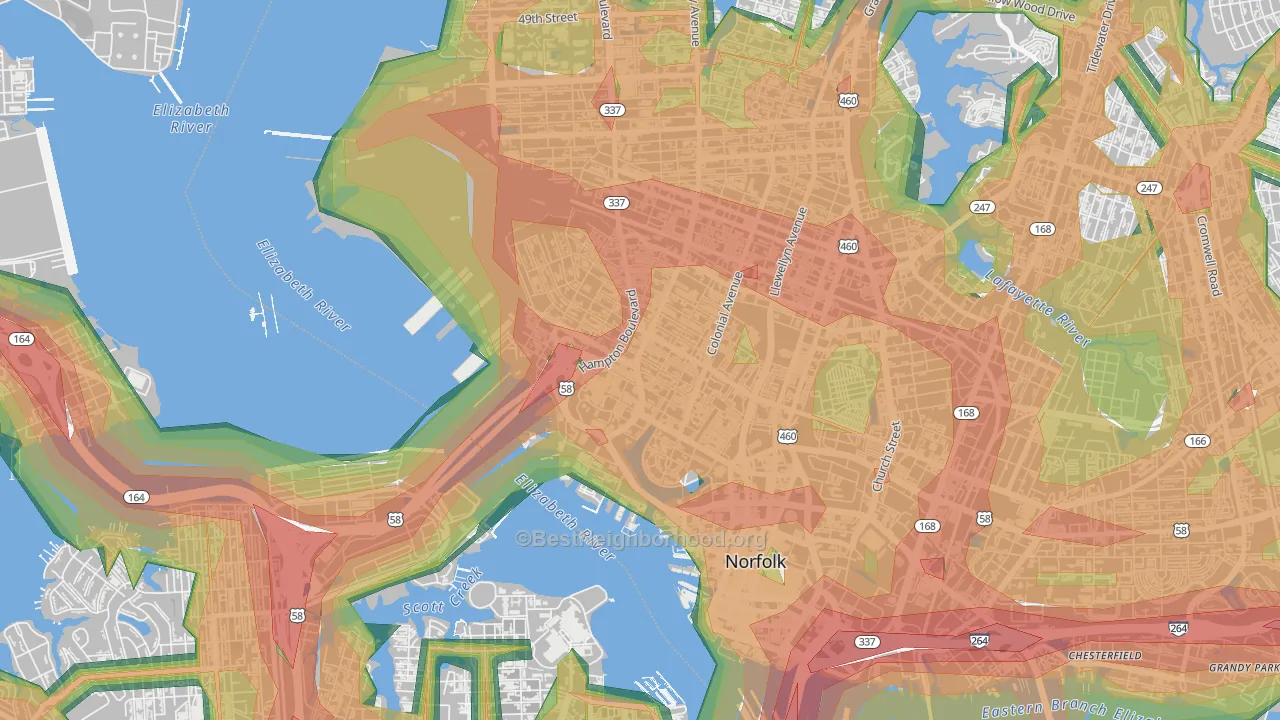 23507, VA Map of Noise Levels in 23507
