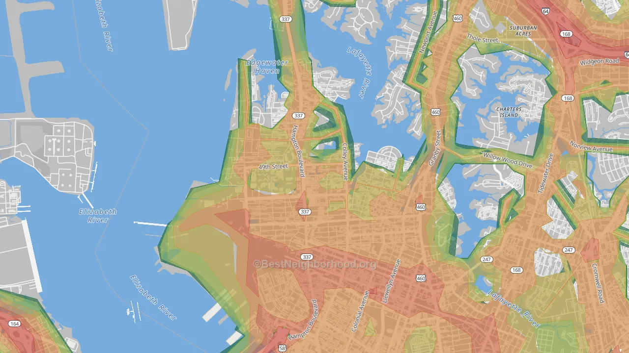 23508, VA Map of Noise Levels in 23508