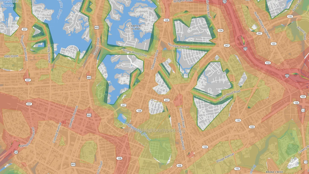 23509, VA Map of Noise Levels in 23509