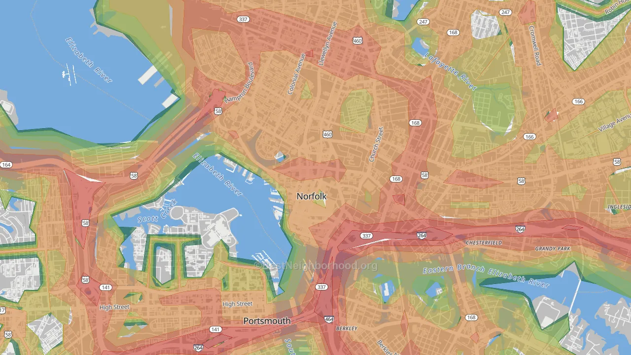 23510, VA Map of Noise Levels in 23510