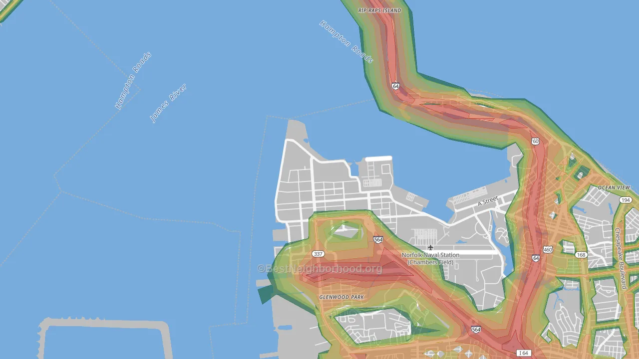 23511, VA Map of Noise Levels in 23511