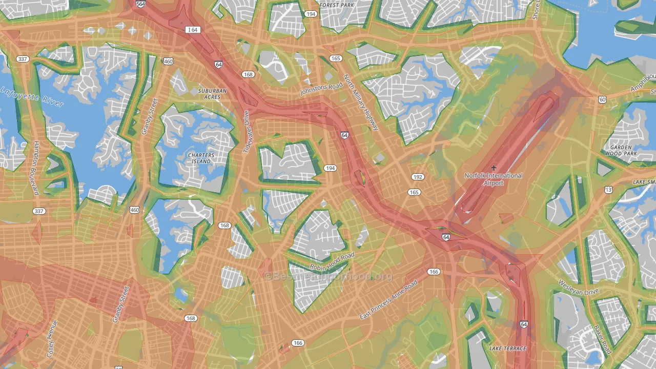23513, VA Map of Noise Levels in 23513