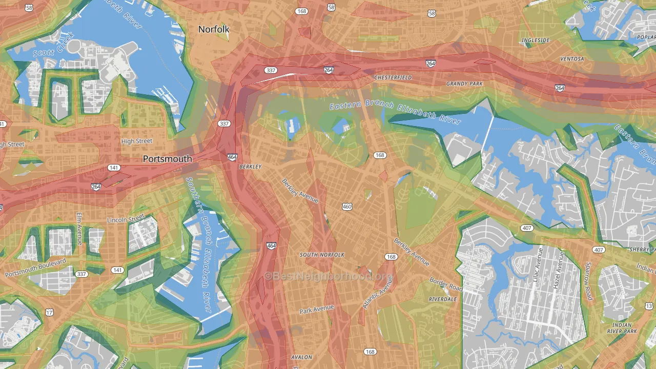 23523, VA Map of Noise Levels in 23523