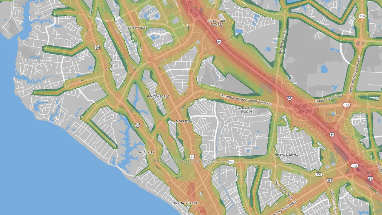 23601, VA Map of Noise Levels in 23601