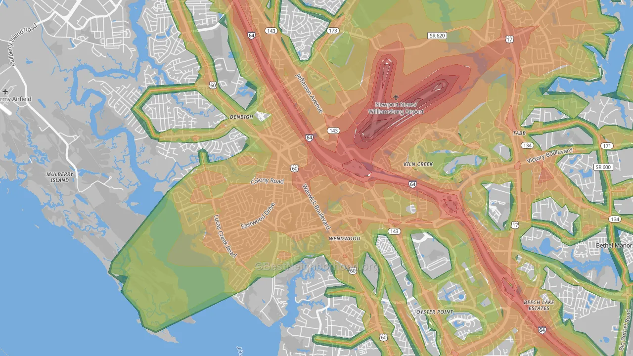 23602, VA Map of Noise Levels in 23602
